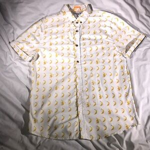 Sovereign Code White Banana Print Short Sleeve Button Down Shirt